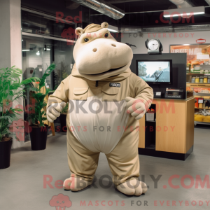 Beige Hippopotamus maskot...