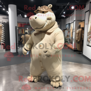 Beige Hippopotamus maskot...