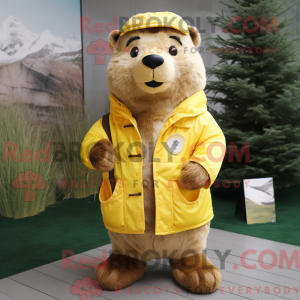 Gul Beaver maskot kostume...