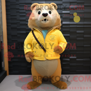 Gul Beaver maskot kostume...