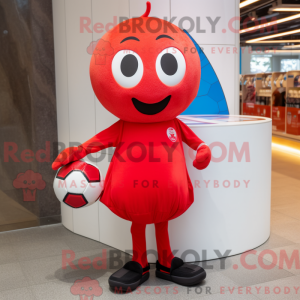 Rode voetbal mascotte...