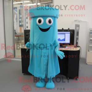 Turquoise Computer mascot...