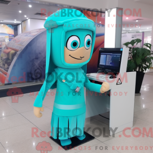 Turquoise Computer mascot...