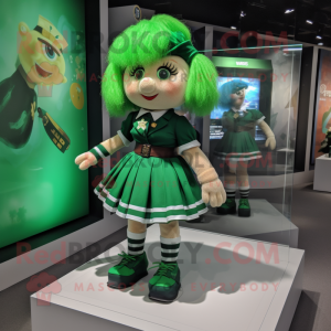 Green Irish Flag mascot costume character dressed with a Mini Skirt and Keychains