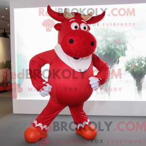 Red Cow mascot costume...