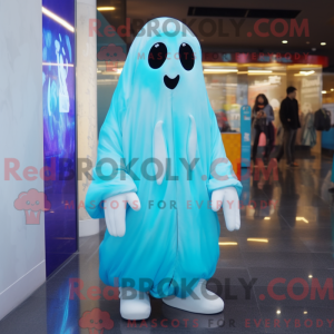 Cyan Ghost-maskotdraktfigur...