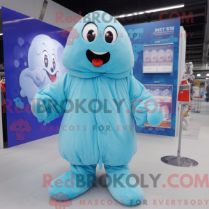 Cyan Ghost mascot costume...