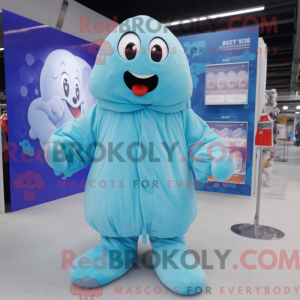 Cyan Ghost maskot kostume...