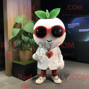 Hvid jordbær maskot kostume...