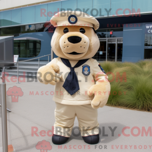 Beige Navy Seal mascot...