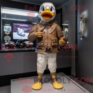 Tan Duck maskot kostume...