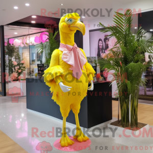 Gul Flamingo maskot kostume...