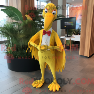 Gul Flamingo maskot kostume...