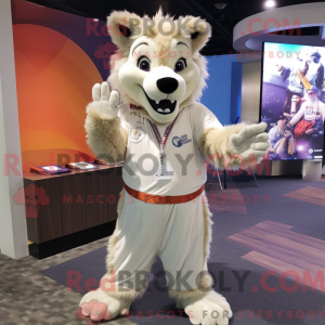 Cream Wolf mascot costume...