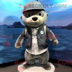 Gray Otter mascot costume...