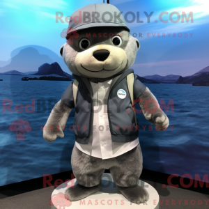 Grey Otter-maskotdraktfigur...