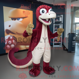 Maroon Diplodocus mascot...