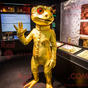 Gold Geckos mascot costume...