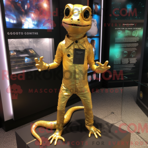 Gold Geckos mascot costume...