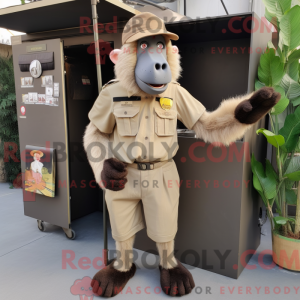 Beige Baboon mascot costume...