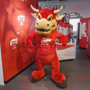 Red Triceratops mascot...