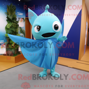 Cyan Manta Ray Maskottchen...