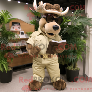 Cream Moose mascot costume...