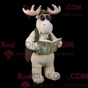 Cream Moose mascot costume...