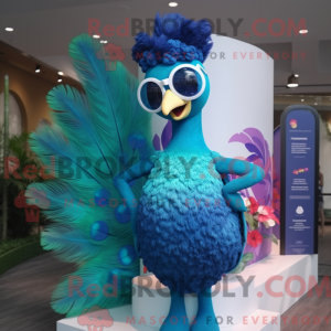 Blue Peacock maskot kostume...