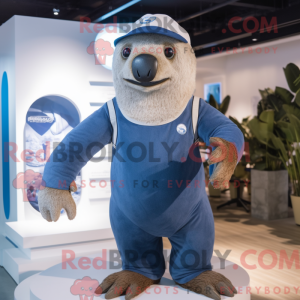 Navy Giant Sloth mascot...