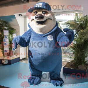 Navy Giant Sloth mascot...