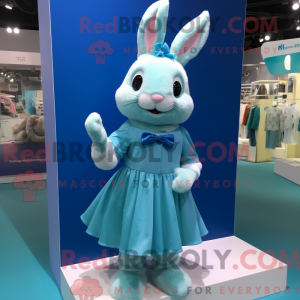 Cyan kanin-maskotdraktfigur...