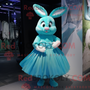 Cyan kanin maskot kostume...
