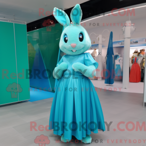 Cyan kanin maskot kostume...