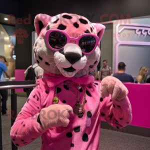 Pink Cheetah maskot kostume...