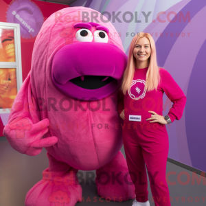Magenta hvalros maskot...