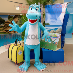 Sky Blue Crocodile mascot...