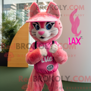 Pink Lynx mascot costume...