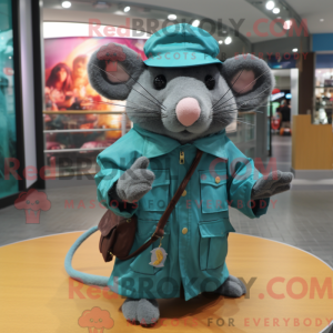 Teal Rat maskotdraktfigur...