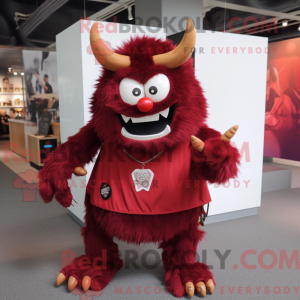 Maroon Demon mascot costume...