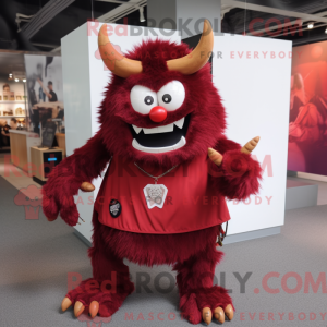 Maroon Demon maskot kostume...