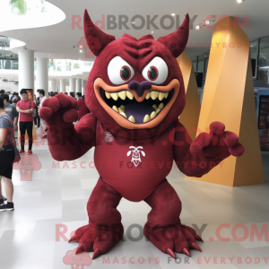 Maroon Demon maskot kostume...
