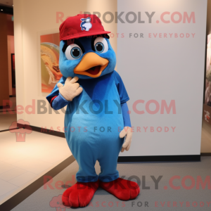 Red Blue Jay maskot kostume...