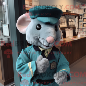 Teal Mouse mascot costume...