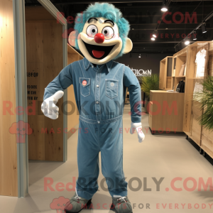 Teal Clown mascot costume...