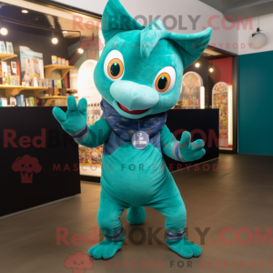 Blågrøn Chupacabra maskot...