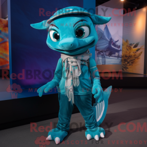 Blågrøn Chupacabra maskot...