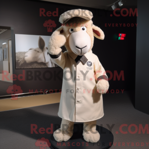 Beige Suffolk Sheep maskot...