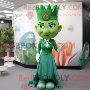 Green Queen mascot costume...