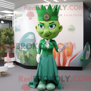 Zielony dronning maskot...